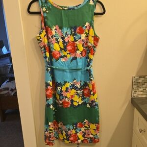 Talbots Green and Yellow Sleeveless Sundress Mini